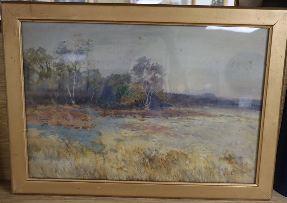 Frank Saltfleet (1860-1937), watercolour, Landscape with a full moon, signed, 32 x 48cm
